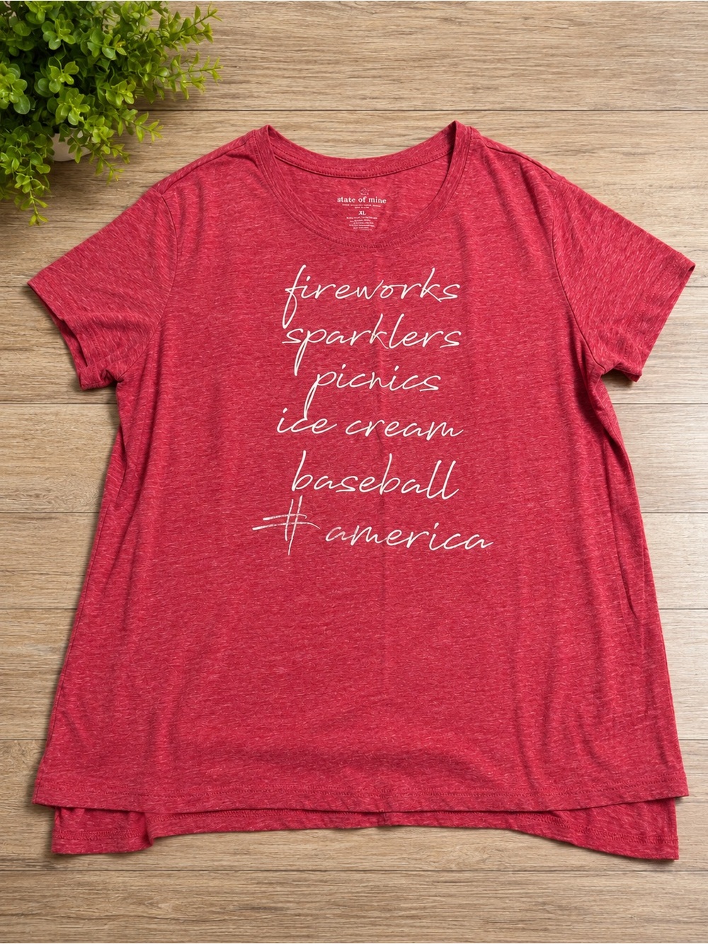 State of Mind Red Graphic Tee with White Script